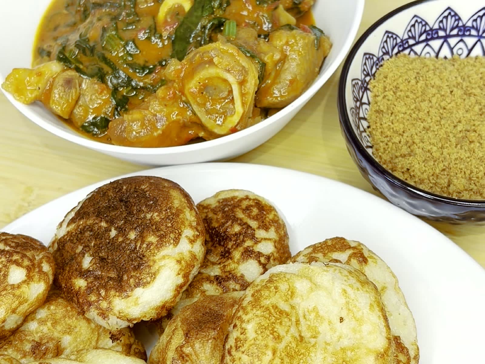 Masa with vegetable stew and yaji